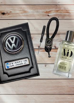 Комплект с логотипом Volkswagen, обложка для документом фолькс...