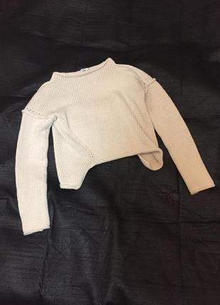 Zara укороченный вязаный свитер джемпер, шов навыворот, неровн...