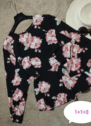 Шикарная цветочная блуза с рюшами на рукавах/блузка/топ