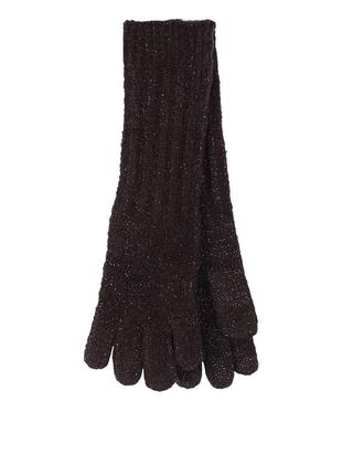 C&a перчатки вязаные черные с люрексом женские