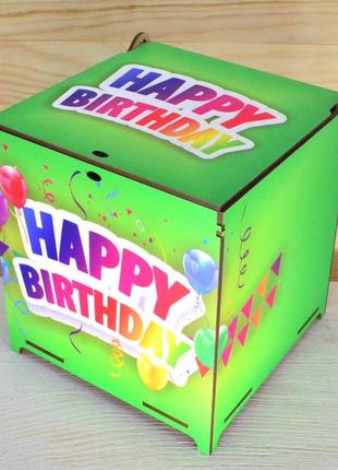 Цветная подарочная коробка лдвп 16 см зелёная деревянная короб...
