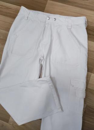 Джинси брюки штани чоловічі широкі прямі білі карго труби довг...