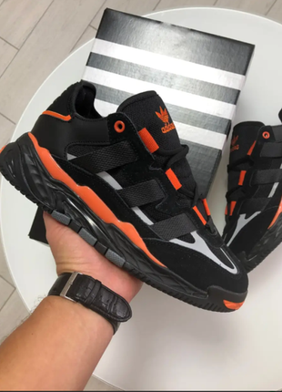 Мужские кроссовки adidas niteball fw2477,черные с оранжевыми в...