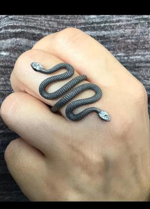 Массивное кольцо перстень черная змея 🐍