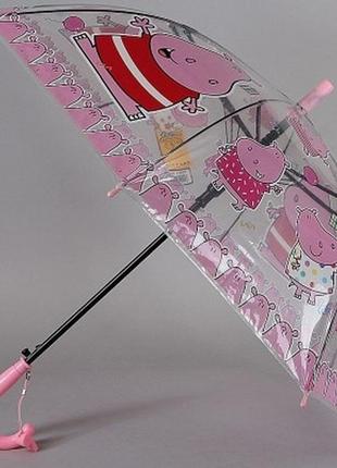 Детский прозрачный зонт трость torm полуавтомат со свистком