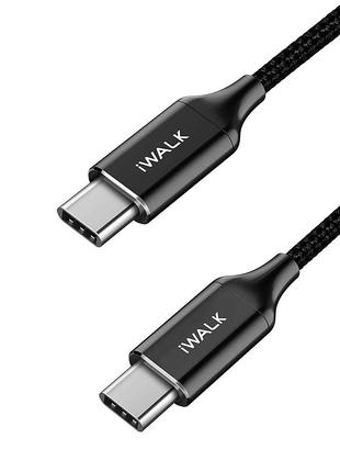 IWALK 1.8M+0.3M Type-C to Type-C Data Cable Black (CSB009)