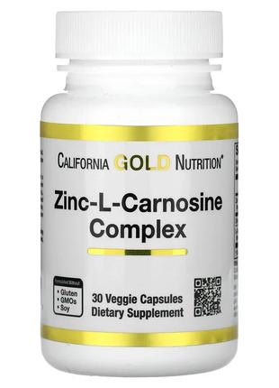 California Gold Nutrition, Цинк-L-карнозин, 30 рослинних капсул