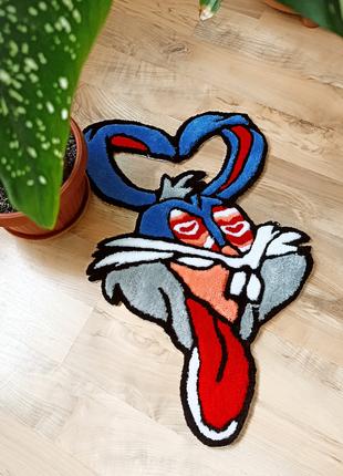Кролик закоханий, килим ручної роботи, тафтинг