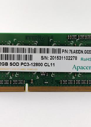 Оперативна пам'ять для ноутбука SODIMM Apacer DDR3 2Gb 1600MHz...
