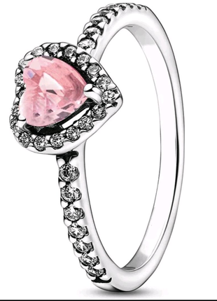 Колечко Pandora с розовым сердечком из серебра 925 пробы,16 разме