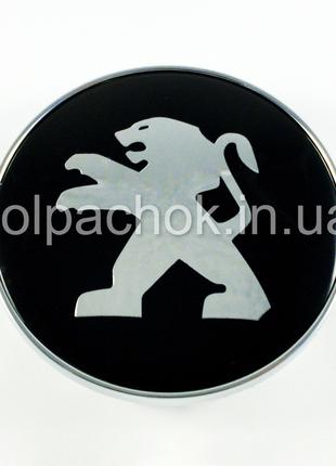 Колпачок на диски Peugeot черный/хром лого (65-68мм)