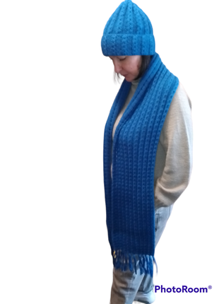 Зимний комплект шапка шарф handmade  шарф длинный шикарный под...