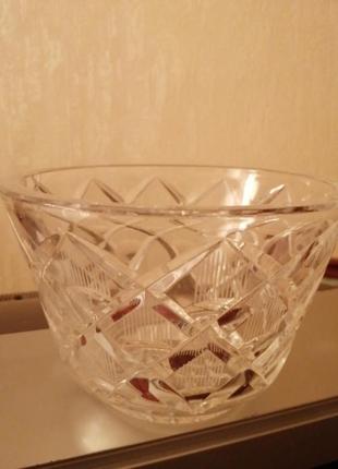 Чешский хрусталь ваза круглая конфетница фруктовница