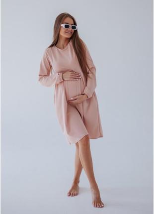 Деловое платье из крепдайвинга для беременных с длинным рукаво...