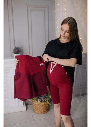 Комплект для вагітних червоні велосипедки в рубчик, шорти і чо...