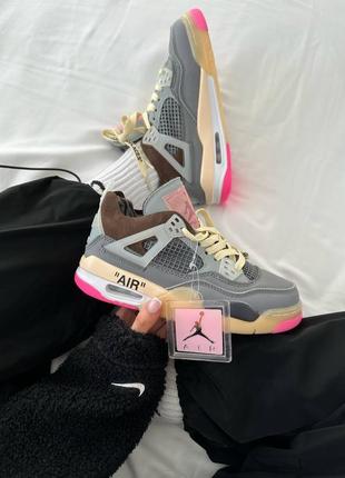 Nike air jordan retro 4 x off white “grey / pink” premium