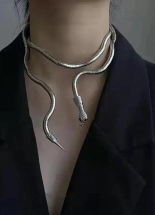 Ожерелье на шею, украшение змея, колье регулируемое, браслет н...