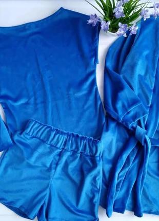 Велюровые пижамк 4в1(халат,штаны,шорты,футболка)