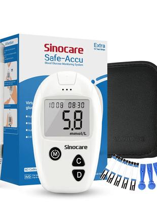 Монитор измеритель глюкозы в крови Sinocare Safe Accu с большо...