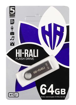 Флешка ЮСБ Hi-Rali Shuttle 64gb USB Flash Drive 2.0 Black