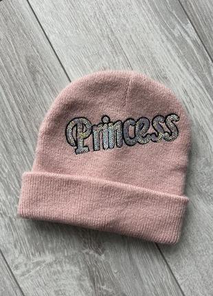 Розовая шапочка для девочки пудровая шапка princess розовая ша...