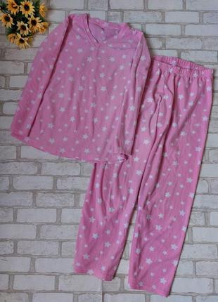 Пижама на флисе женская розовая со звездами avenue