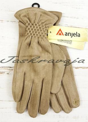 Перчатки, рукавички жіночі, з сенсором замшеві
