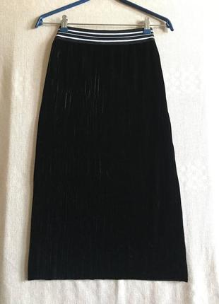 Бархатная черная юбка oxxo на резинке