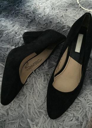 Туфли женские под замшу чёрные