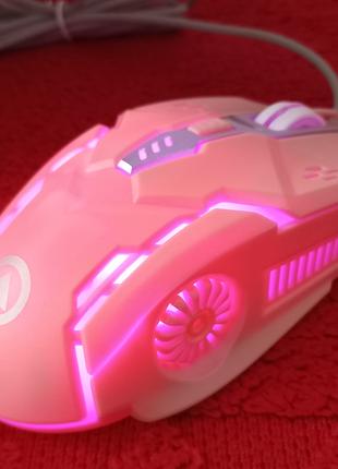 Компьютерная игровая USB мышь G5 с RGB подсветкой розовая