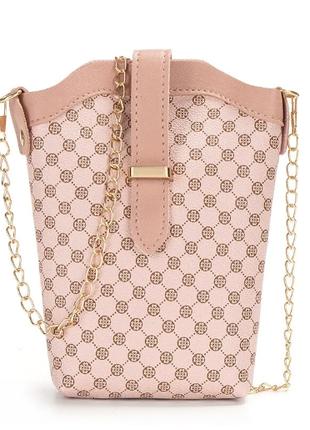 Женская сумка-клатч. Мини сумка через плечо Розовая