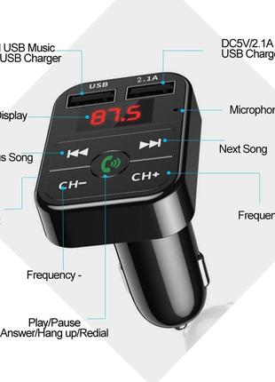 Модулятор FM, трансмиссер, автомобильный Bluetooth-MP3-плеер с...