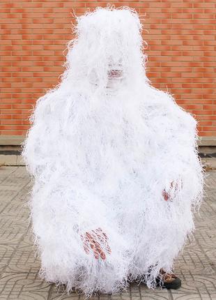 Белый снежный маскировочный костюм для снайпера