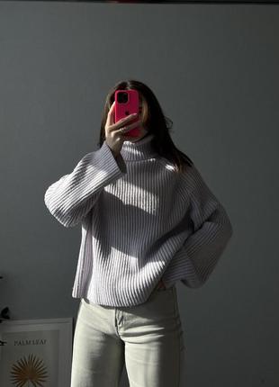 H&m светр h&m жіночий фіолетовий лавандовий базовий грубої вʼя...