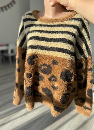 Леопардовый джемпер травка свитер с леопардовым принтом свитер...