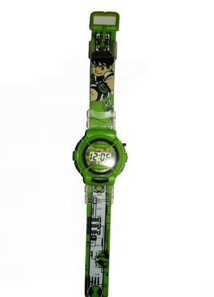 Детские электронные часы часики ben10 бэн10 зелёные