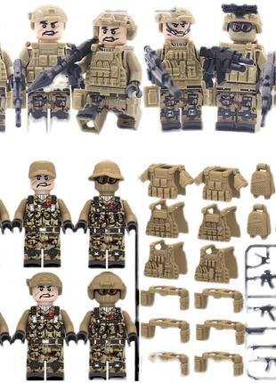 Фигурки человечки военные спецназовцы песочный камуфляж