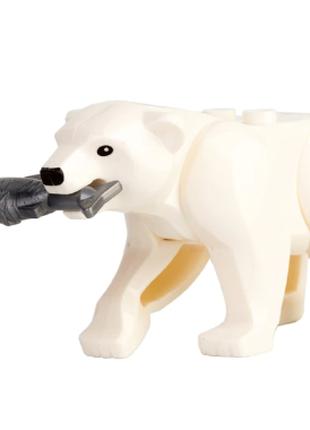 Фигурка животное белый медведь с рыбой