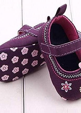 Туфли-пинетки на девочку фиолетовые с бабочкой 12 см