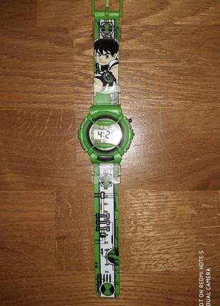 Детские электронные часы часики ben10 бэн10 зелёные