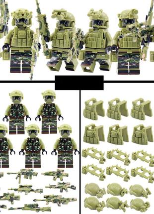 Фигурки человечки военные спецназовцы зеленый камуфляж