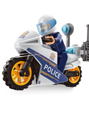 Фигурка полицейский на мотоцикле с мигалкой