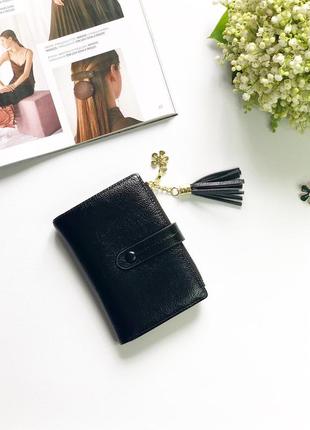 Женский кошелек формата мини, черный маленький кошелек