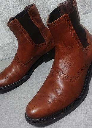 Мужские винтажные кожаные стильные ботинки казаки челси италия