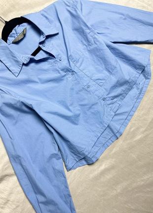 Укорочённая голубая хлопковая рубашка primark