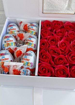 Подарочный набор "with love" с розами и киндерами для любимой ...