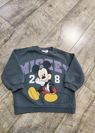 Свитшот, свитер, кофта, h&m, mickey mouse, р. 98, 3 года