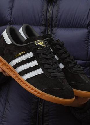 Кроссовки Adidas Hamburg Black Brown, Адидас Гамбург, Черные, ...