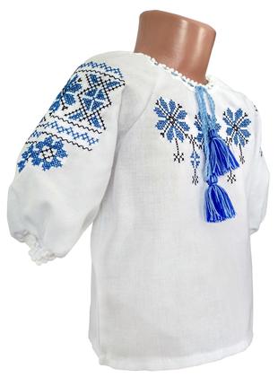 Вышитая блуза для девочки с геометрическим орнаментом Синій ор...