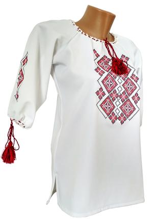 Женская вышиванка в белом цвете с геометрическим орнаментом «П...